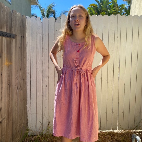 Vintage handmade red and white striped midi dress - Picture 5 of 5